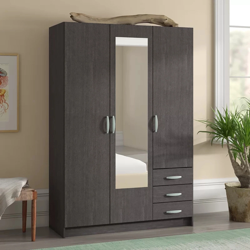 China Wholesale Modern Bedroom Home Furniture Wooden Hinged Door Cloth Flat Packing Wardrobe